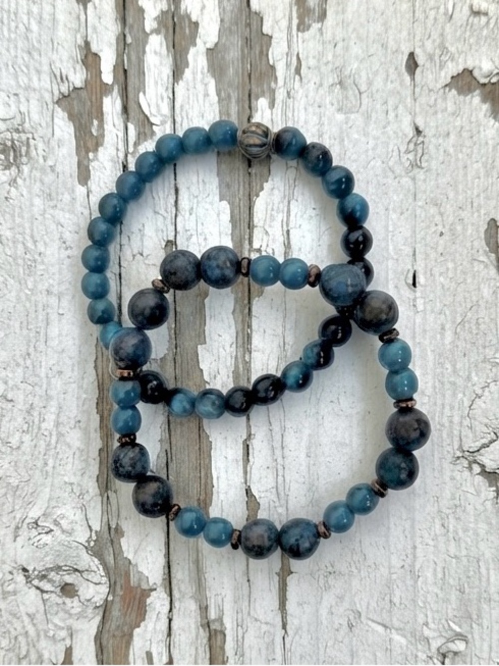 Blue Bead Stretch Bracelet Set - Classic Stack